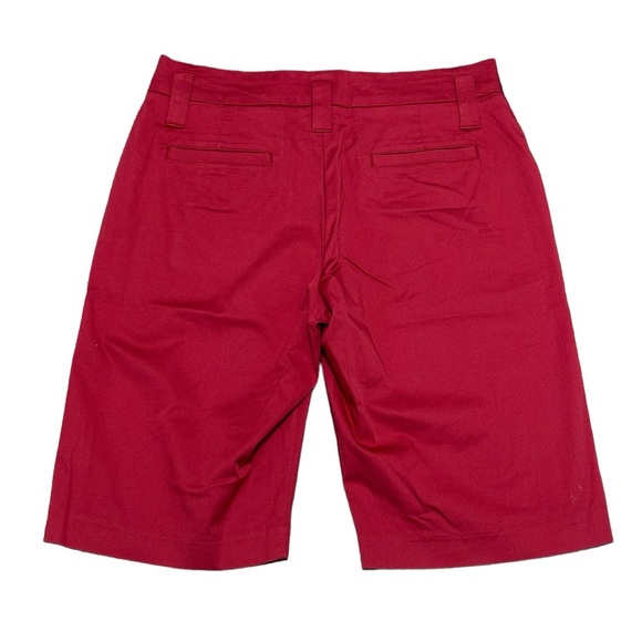 Women's Lee 6 Small Petite Bermuda Shorts Red Twill Mid Rise Stretch NWOT - Picture 4 of 7